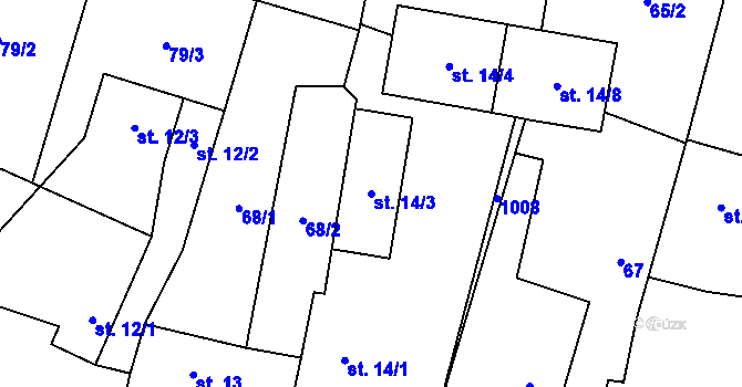Parcela st. 14/3 v KÚ Buzice, Katastrální mapa