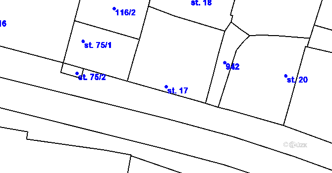 Parcela st. 17 v KÚ Buzice, Katastrální mapa