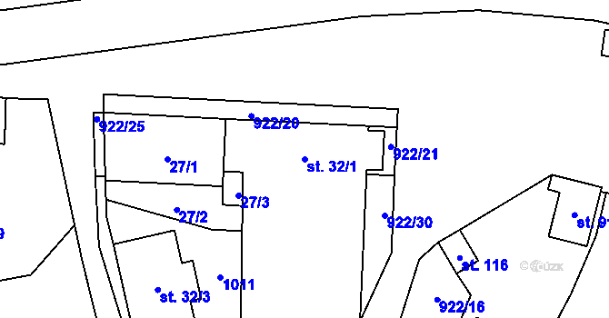 Parcela st. 32/1 v KÚ Buzice, Katastrální mapa