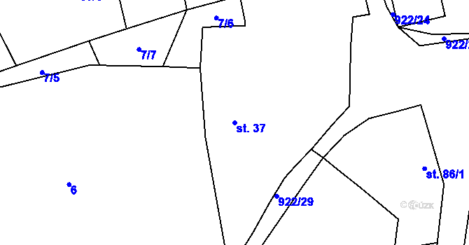 Parcela st. 37 v KÚ Buzice, Katastrální mapa