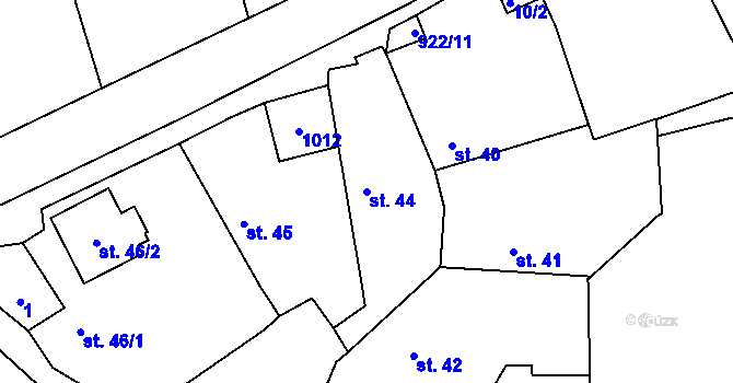 Parcela st. 44 v KÚ Buzice, Katastrální mapa