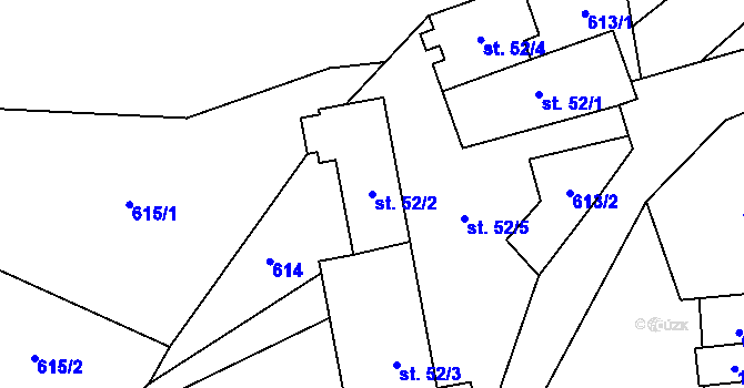 Parcela st. 52/2 v KÚ Buzice, Katastrální mapa