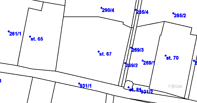 Parcela st. 67 v KÚ Buzice, Katastrální mapa