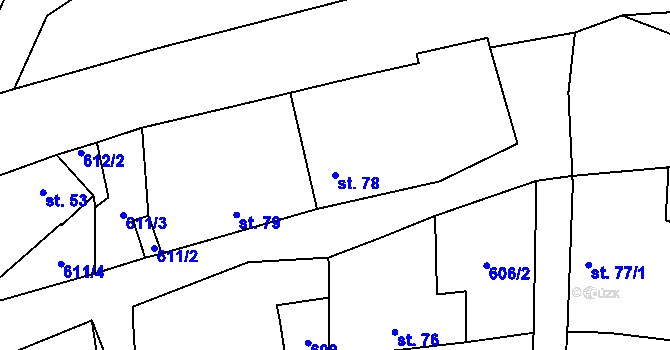 Parcela st. 78 v KÚ Buzice, Katastrální mapa