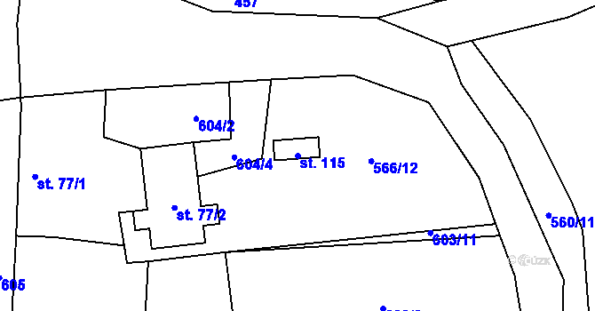 Parcela st. 115 v KÚ Buzice, Katastrální mapa