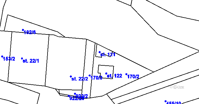 Parcela st. 121 v KÚ Buzice, Katastrální mapa