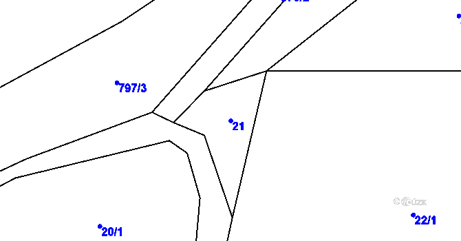 Parcela st. 21 v KÚ Buzice, Katastrální mapa