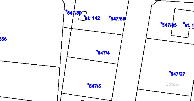 Parcela st. 547/4 v KÚ Buzice, Katastrální mapa