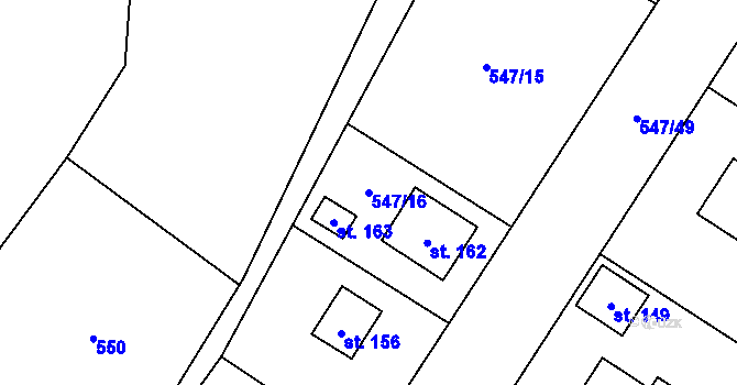 Parcela st. 547/16 v KÚ Buzice, Katastrální mapa