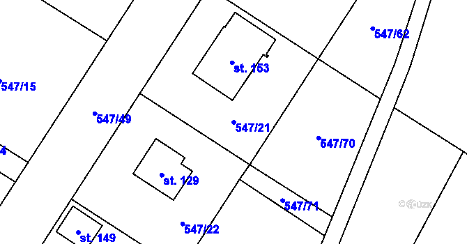 Parcela st. 547/21 v KÚ Buzice, Katastrální mapa