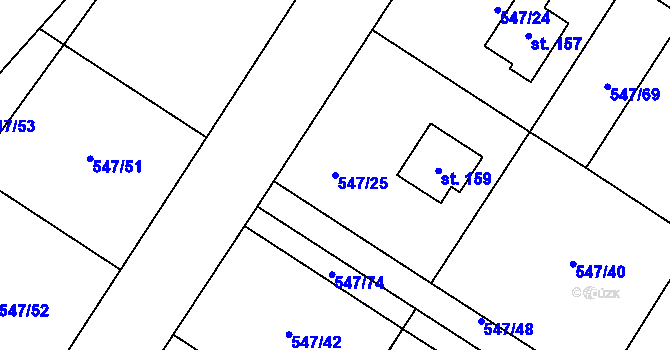 Parcela st. 547/25 v KÚ Buzice, Katastrální mapa
