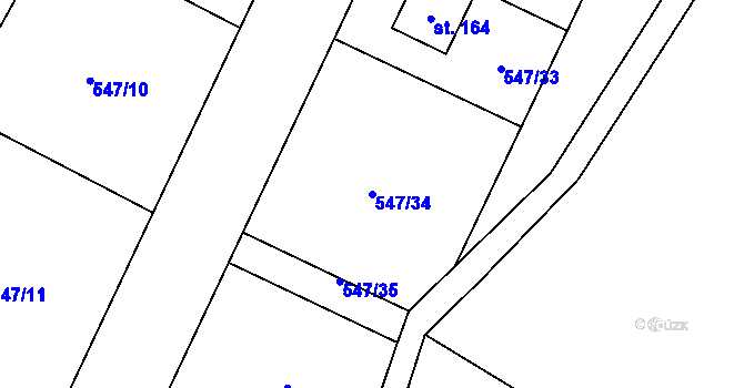Parcela st. 547/34 v KÚ Buzice, Katastrální mapa