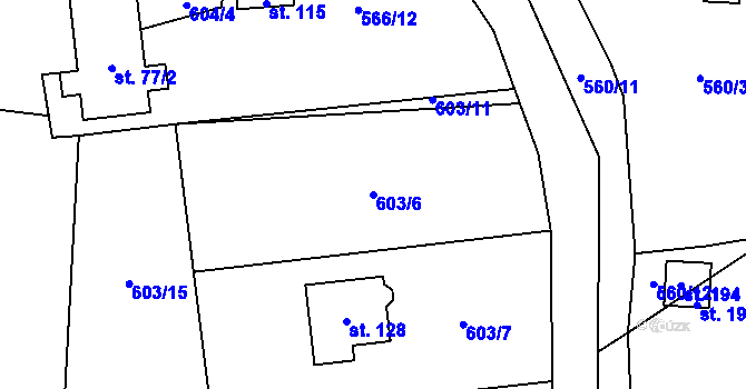 Parcela st. 603/6 v KÚ Buzice, Katastrální mapa