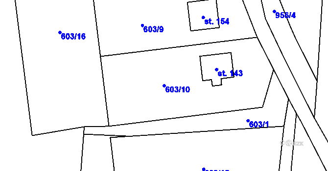 Parcela st. 603/10 v KÚ Buzice, Katastrální mapa
