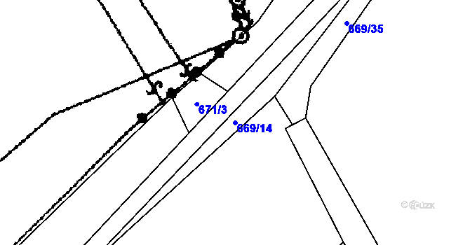 Parcela st. 669/14 v KÚ Buzice, Katastrální mapa