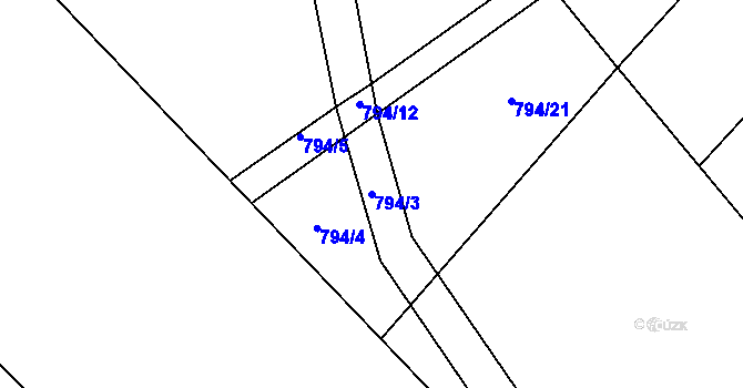 Parcela st. 794/3 v KÚ Buzice, Katastrální mapa