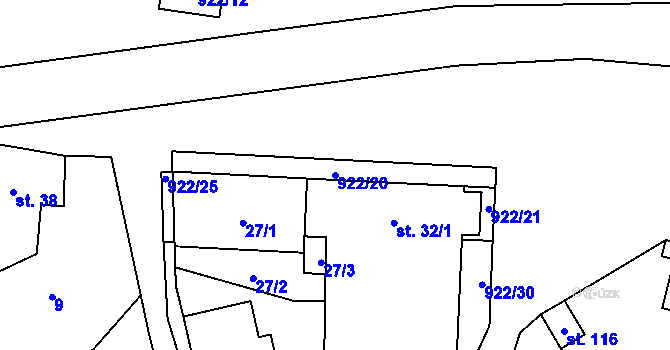 Parcela st. 922/20 v KÚ Buzice, Katastrální mapa