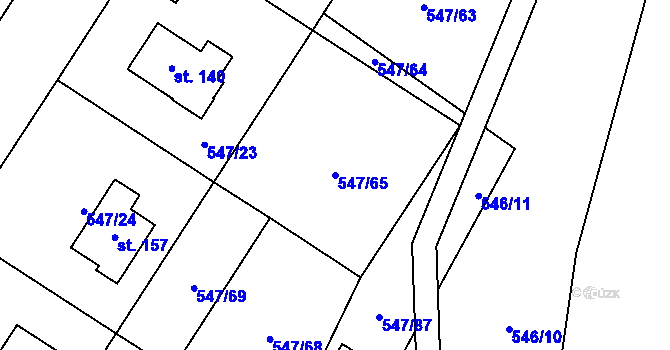 Parcela st. 547/65 v KÚ Buzice, Katastrální mapa