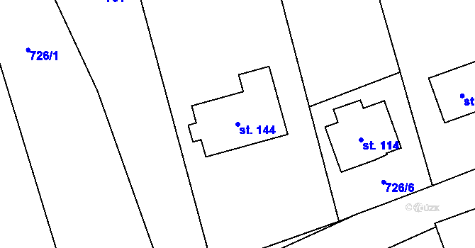 Parcela st. 144 v KÚ Buzice, Katastrální mapa