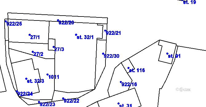 Parcela st. 922/30 v KÚ Buzice, Katastrální mapa