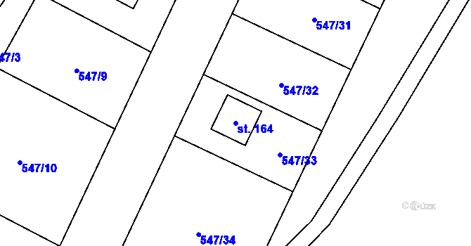 Parcela st. 164 v KÚ Buzice, Katastrální mapa