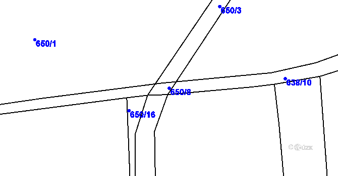 Parcela st. 650/8 v KÚ Buzice, Katastrální mapa