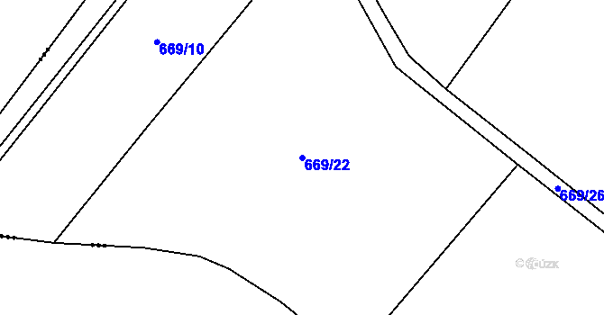 Parcela st. 669/22 v KÚ Buzice, Katastrální mapa