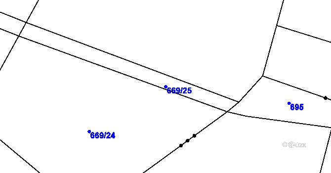 Parcela st. 669/25 v KÚ Buzice, Katastrální mapa
