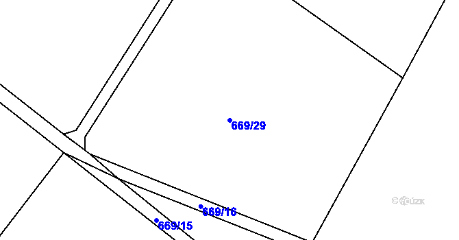 Parcela st. 669/29 v KÚ Buzice, Katastrální mapa