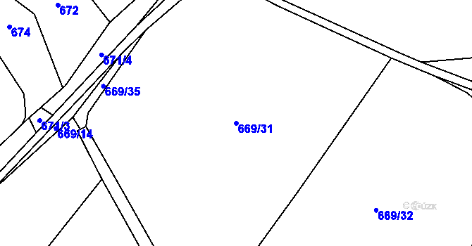Parcela st. 669/31 v KÚ Buzice, Katastrální mapa
