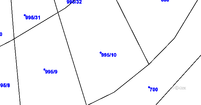 Parcela st. 995/10 v KÚ Buzice, Katastrální mapa
