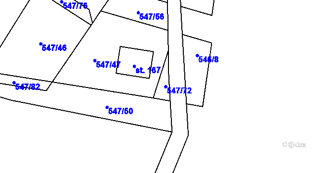 Parcela st. 547/72 v KÚ Buzice, Katastrální mapa