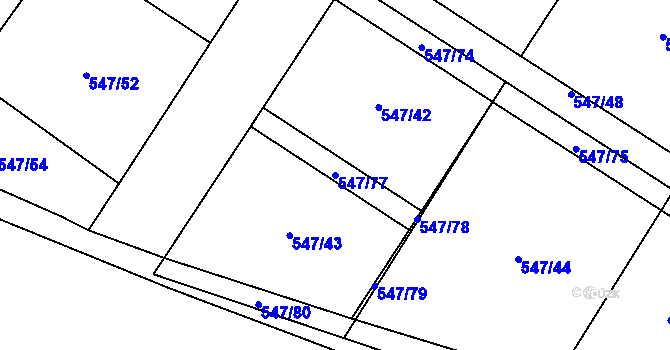 Parcela st. 547/77 v KÚ Buzice, Katastrální mapa