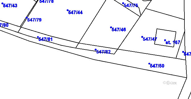 Parcela st. 547/82 v KÚ Buzice, Katastrální mapa