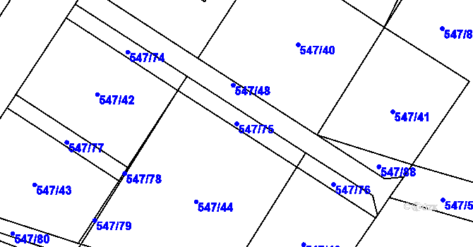 Parcela st. 547/75 v KÚ Buzice, Katastrální mapa