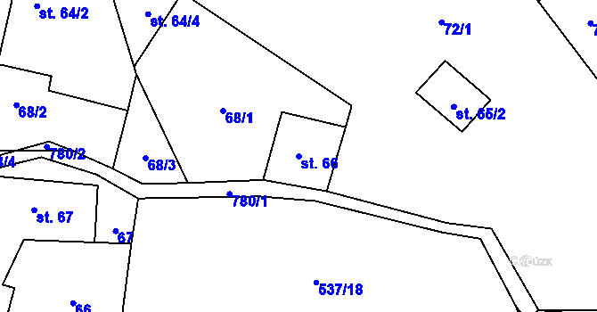 Parcela st. 66 v KÚ Býčkovice, Katastrální mapa