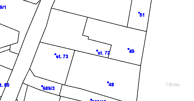 Parcela st. 72 v KÚ Býčkovice, Katastrální mapa