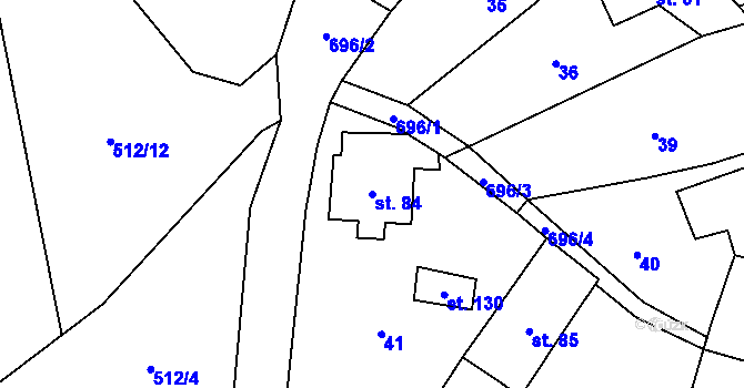 Parcela st. 84 v KÚ Býčkovice, Katastrální mapa