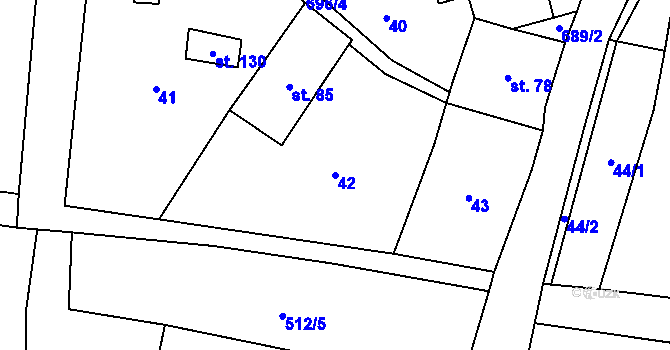 Parcela st. 42 v KÚ Býčkovice, Katastrální mapa