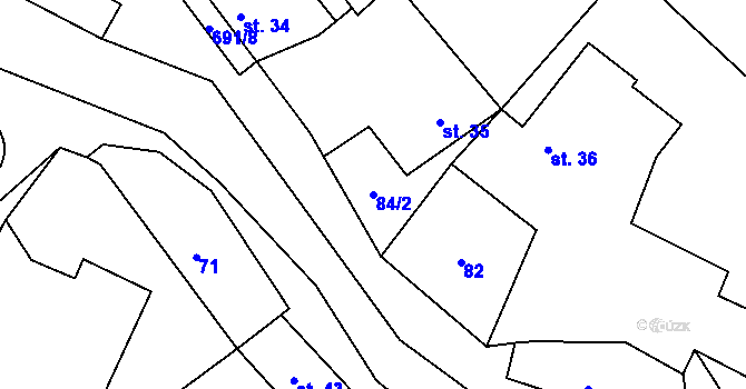 Parcela st. 84/2 v KÚ Býčkovice, Katastrální mapa