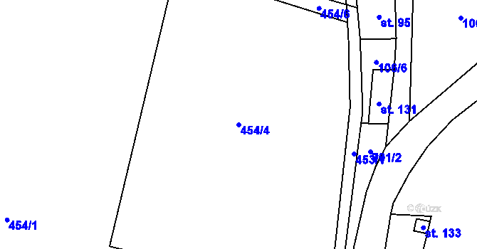 Parcela st. 454/4 v KÚ Býčkovice, Katastrální mapa