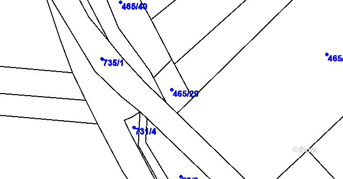 Parcela st. 465/29 v KÚ Býčkovice, Katastrální mapa