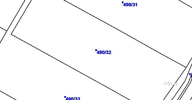 Parcela st. 490/32 v KÚ Býčkovice, Katastrální mapa