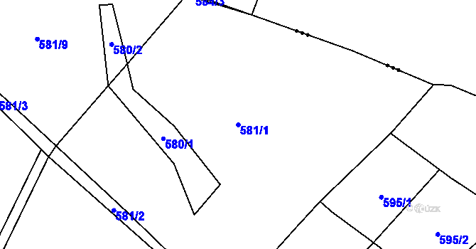 Parcela st. 581/1 v KÚ Býčkovice, Katastrální mapa