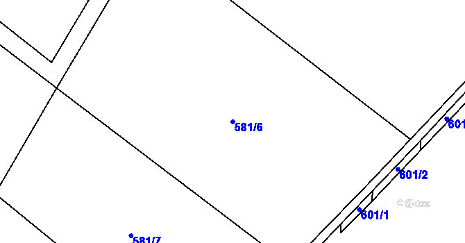 Parcela st. 581/6 v KÚ Býčkovice, Katastrální mapa