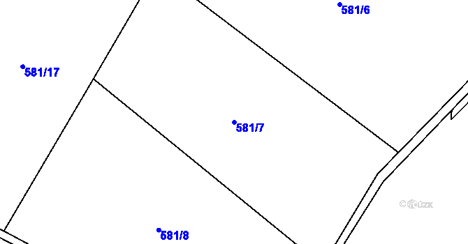 Parcela st. 581/7 v KÚ Býčkovice, Katastrální mapa