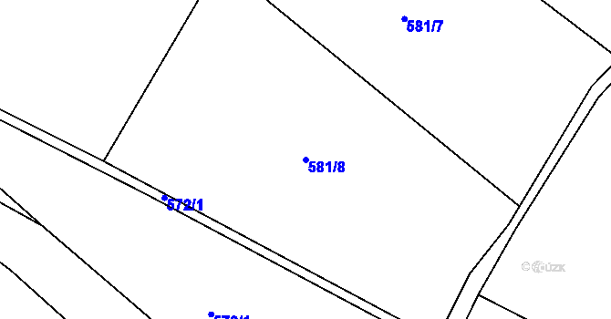 Parcela st. 581/8 v KÚ Býčkovice, Katastrální mapa