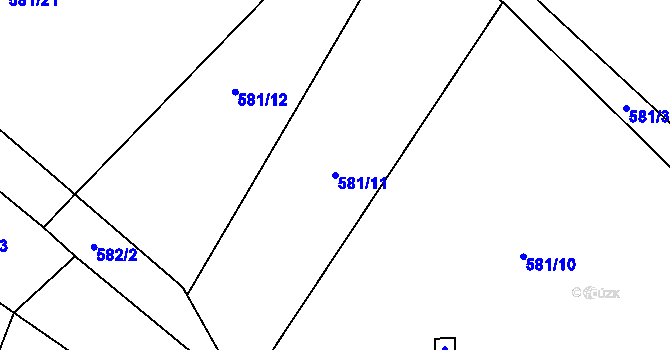 Parcela st. 581/11 v KÚ Býčkovice, Katastrální mapa