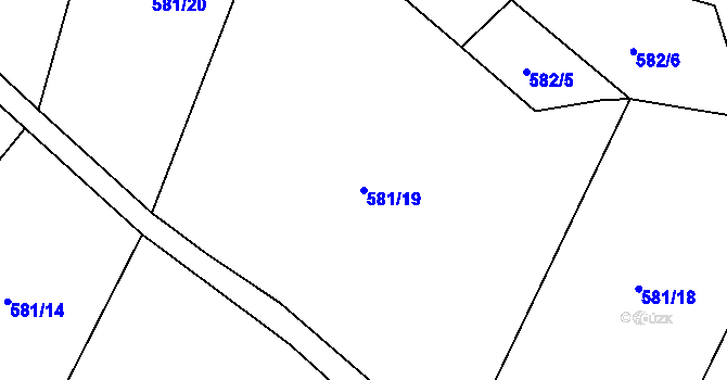 Parcela st. 581/19 v KÚ Býčkovice, Katastrální mapa