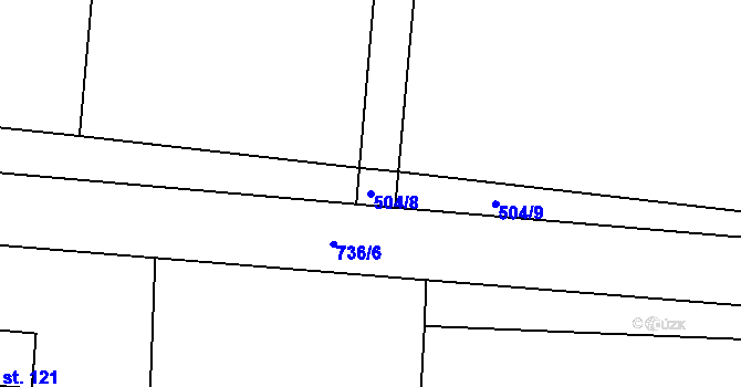 Parcela st. 504/8 v KÚ Býčkovice, Katastrální mapa